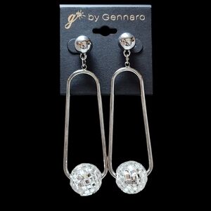 g by Gennaro Disco Ball Dangle Earrings Silver Tone Ball Post